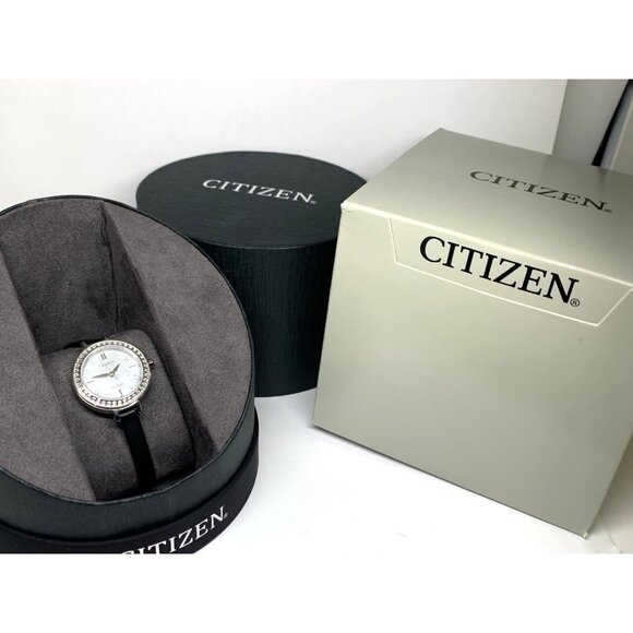 Citizen Women\'s Watch EM0860-51D Eco Drive Mother of Pearl Dial Black Leather main image 12